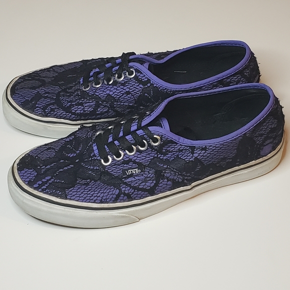 Vans Off The Wall unisex Purple w/ blk lace sneakers womens size 9 mens size 7.5 - Picture 3 of 9